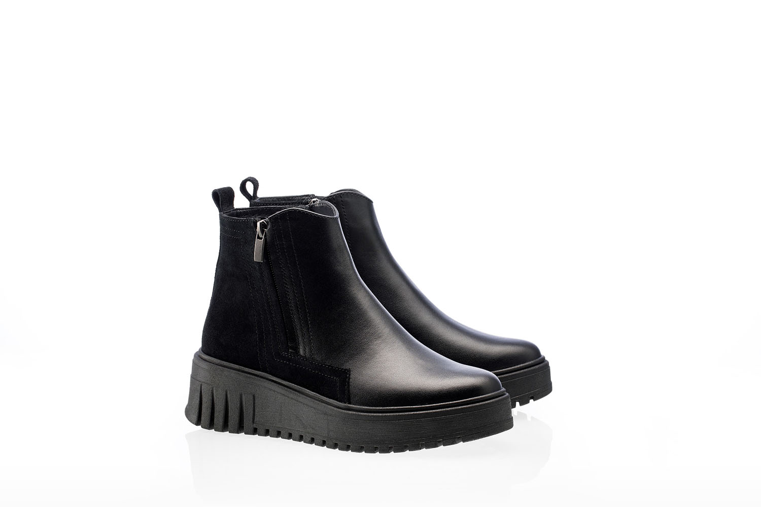 Botine dame negri piele întoarsă 37D-1-26